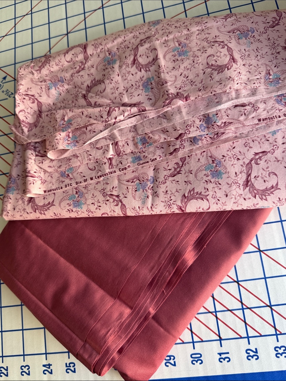 Vintage Gunne Sax Fabric Lot M. Lowenstein Cotton Floral Print + 5 Yds Solid Shi